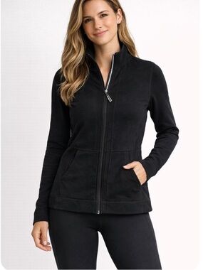 T by Talbots Jacket Black Full-Zip Performance Jacket Sz LP